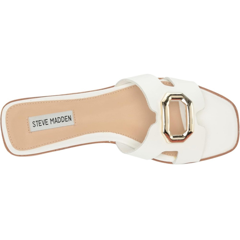 NWT Steve Madden Women's Harlene White Leather Slide Sandals